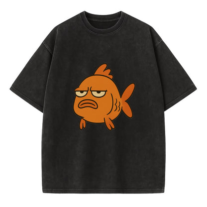 The Goldfish Judging Silently - Vintage T-shirt - Black