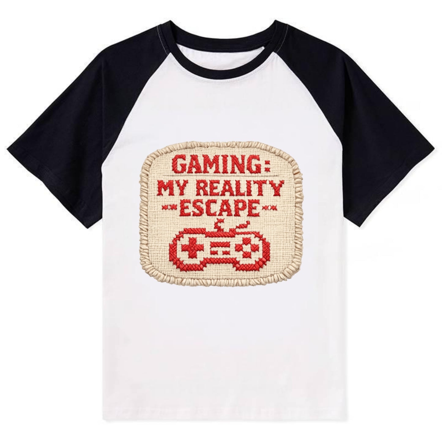 GAMING: MY REALITY ESCAPE - red game escape - red - gaming reality escape - Contrast Raglan T-shirt - Black