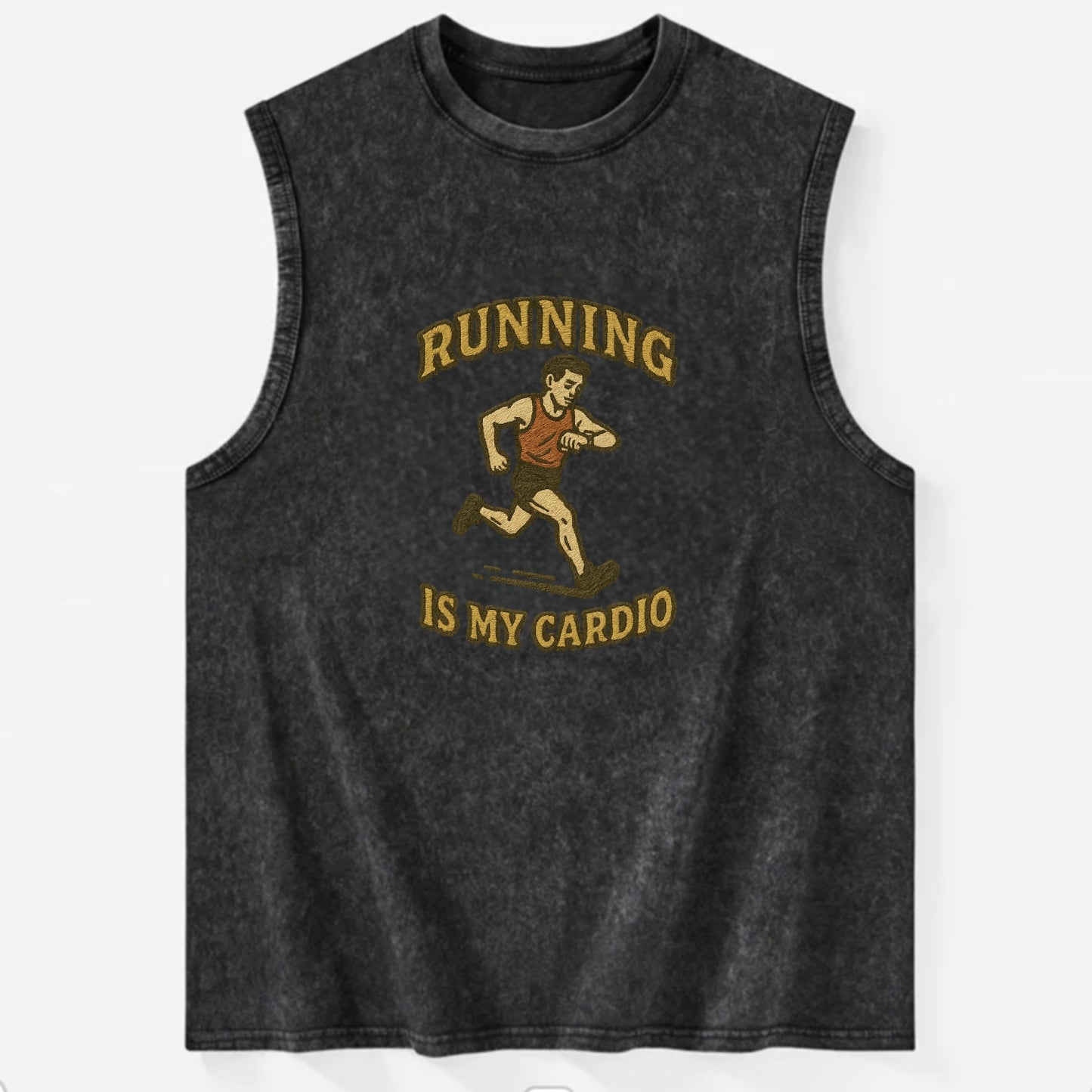 Running Late Is My Cardio  - Vintage Washed Tank - Black