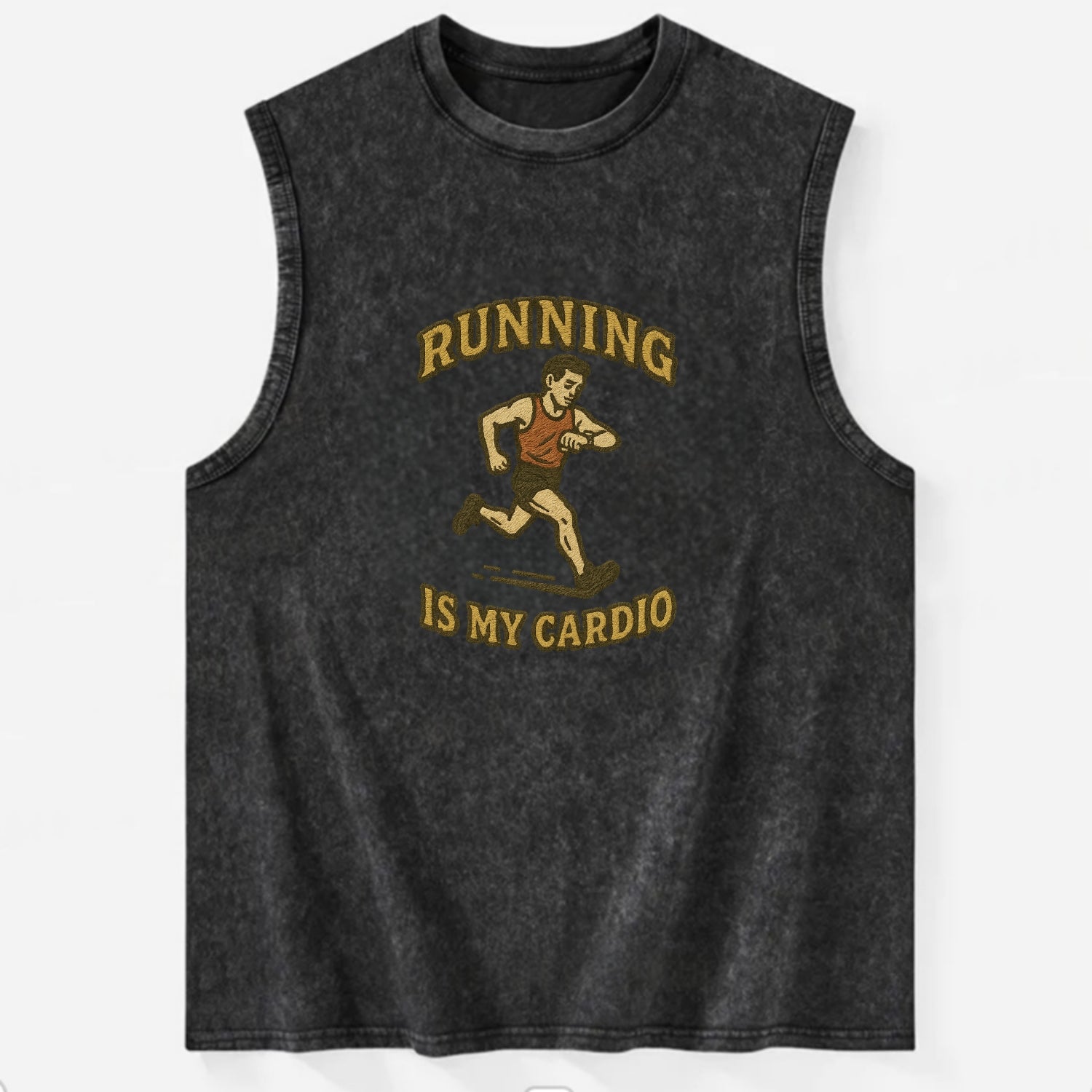 Running Late Is My Cardio  - Vintage Washed Tank - Black
