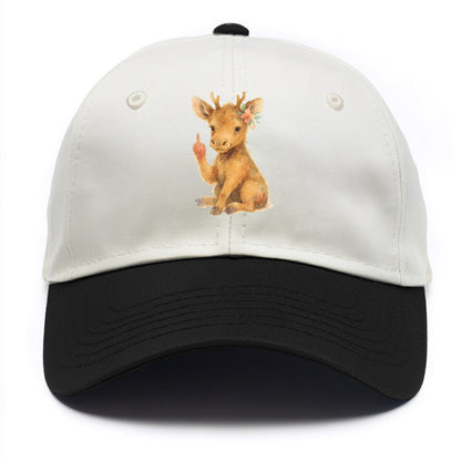 baby moose with adorable tiny antlers, one hoof raised in attitude - Two Tone Cap - Black