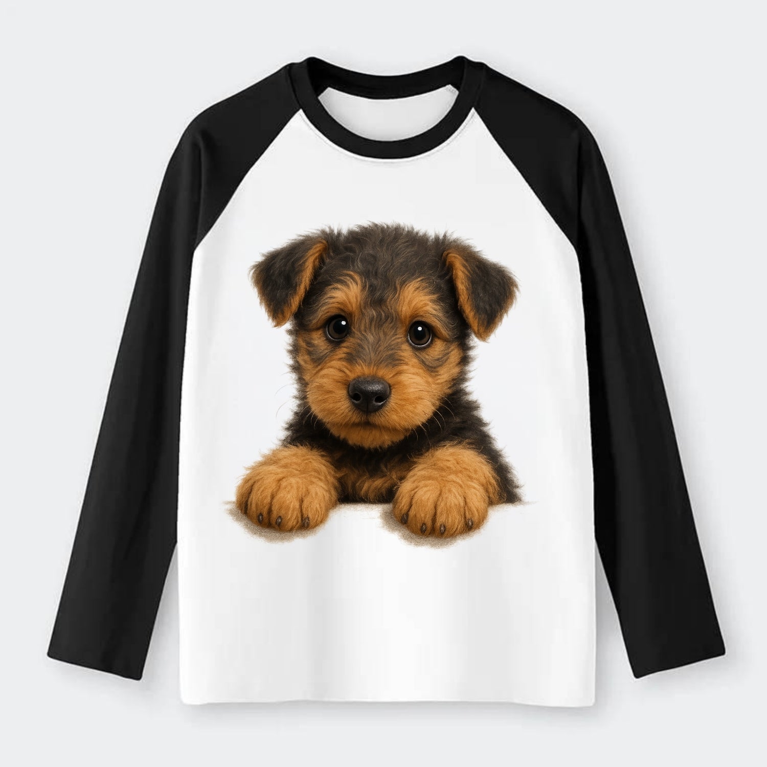 Airedale Terrier  - Raglan Long Sleeve T-Shirt - Black
