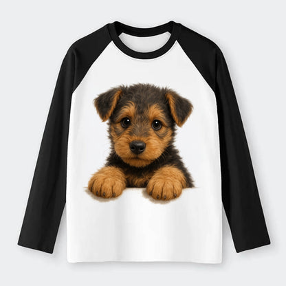 Airedale Terrier  - Raglan Long Sleeve T-Shirt - Black