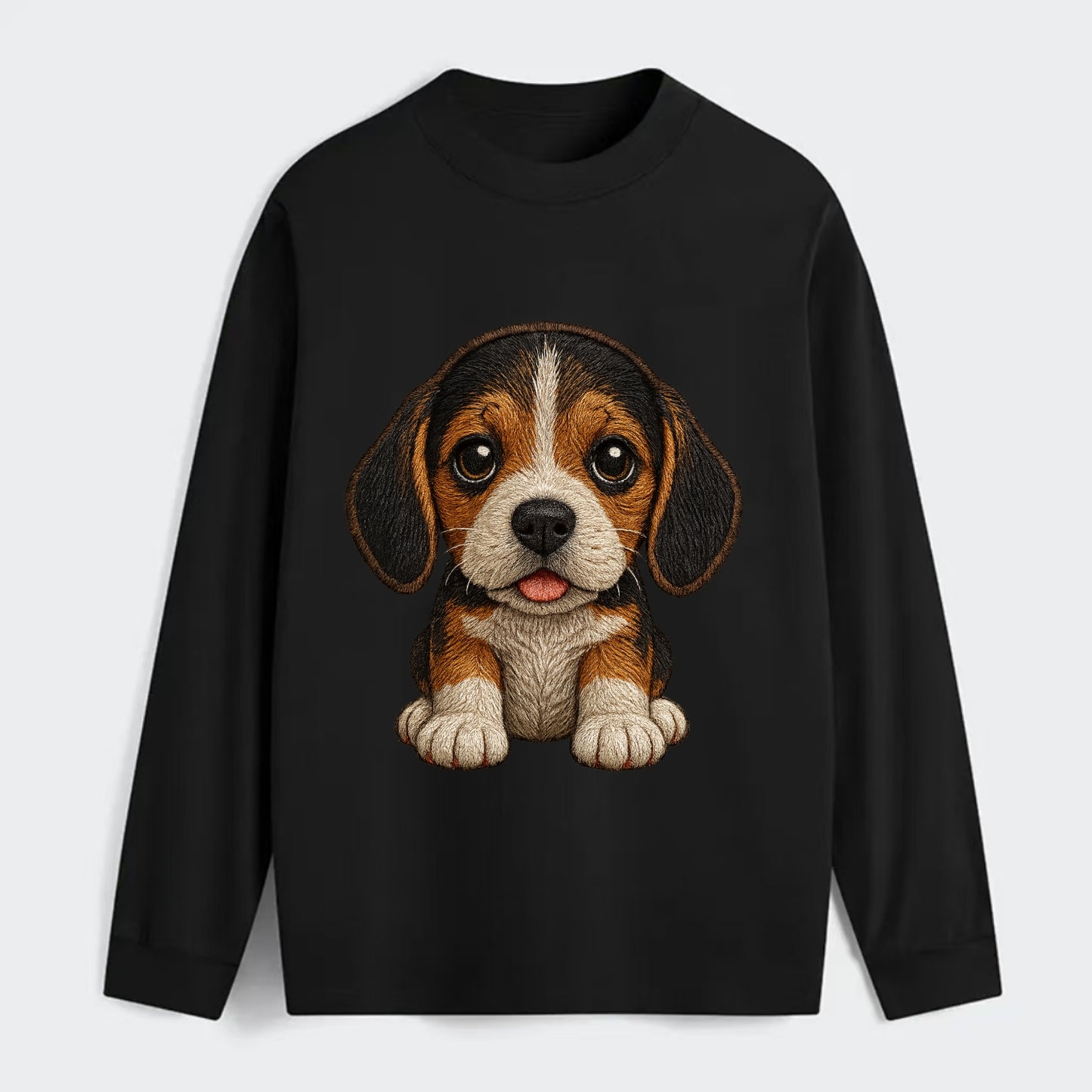Baby Beagle Puppy - tricolor coat, long droopy ears, big pleading eyes, - Classic Long Sleeve Shirt - Black