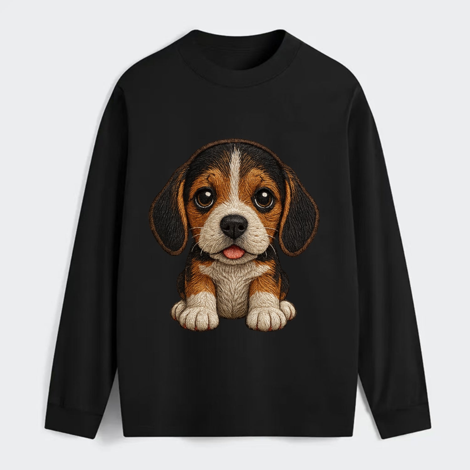 Baby Beagle Puppy - tricolor coat, long droopy ears, big pleading eyes, - Classic Long Sleeve Shirt - Black