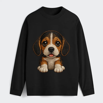 Baby Beagle Puppy - tricolor coat, long droopy ears, big pleading eyes, - Classic Long Sleeve Shirt - Black