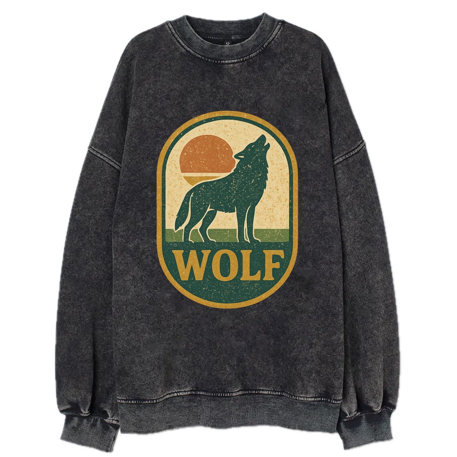 Carbon Fiber Wolf  - Vintage Sweatshirt - Black