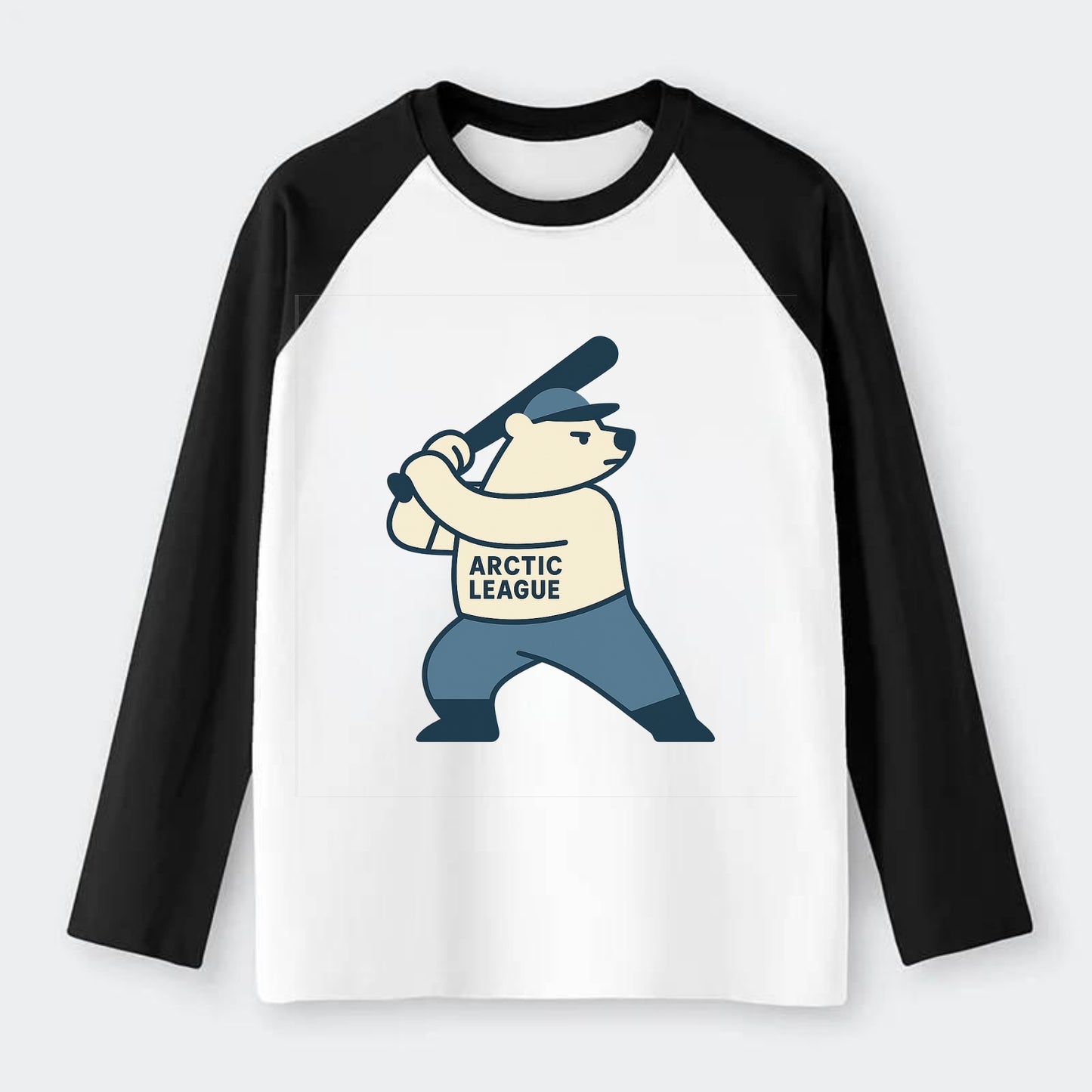 Polar Bear Baseball MVP - Raglan Long Sleeve T-Shirt - Black