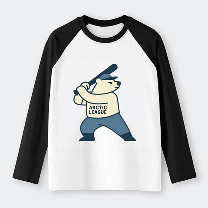 Polar Bear Baseball MVP - Raglan Long Sleeve T-Shirt - Black