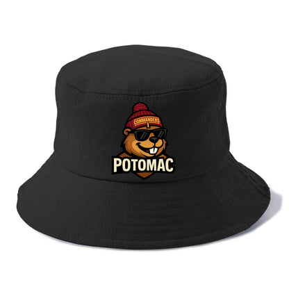 Potomac Beaver wearing Commanders beanie with monument patch and wayfarer sunglasses - Bucket Hat - Black