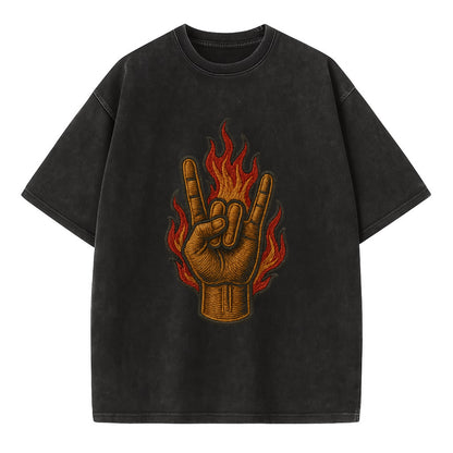 Devil Horns  - Vintage T-shirt - Black