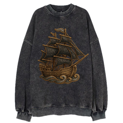 Pirate Ship  - Vintage Sweatshirt - Black