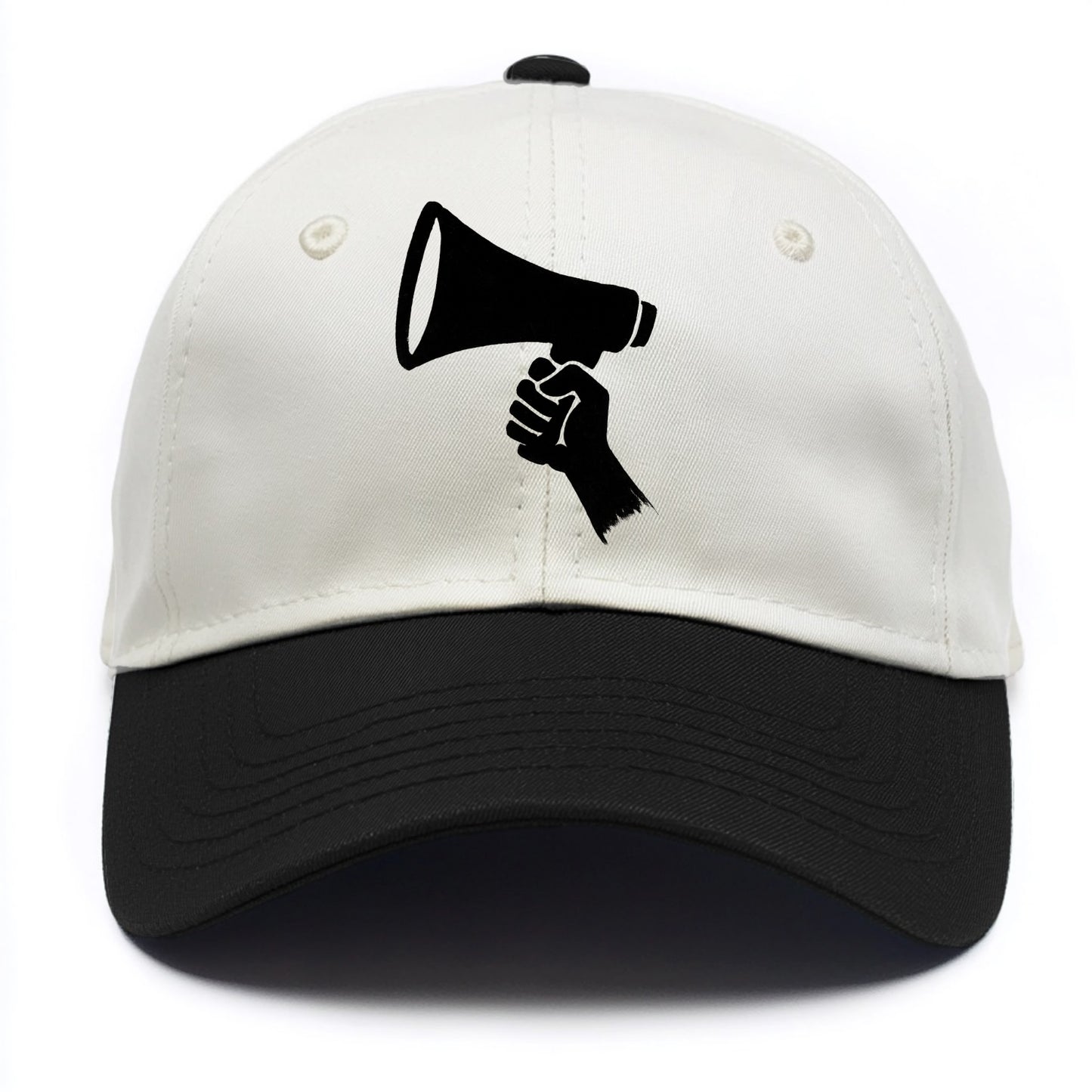 Megaphone silhouette - voice and protest ink brushwork - Two Tone Cap - Black