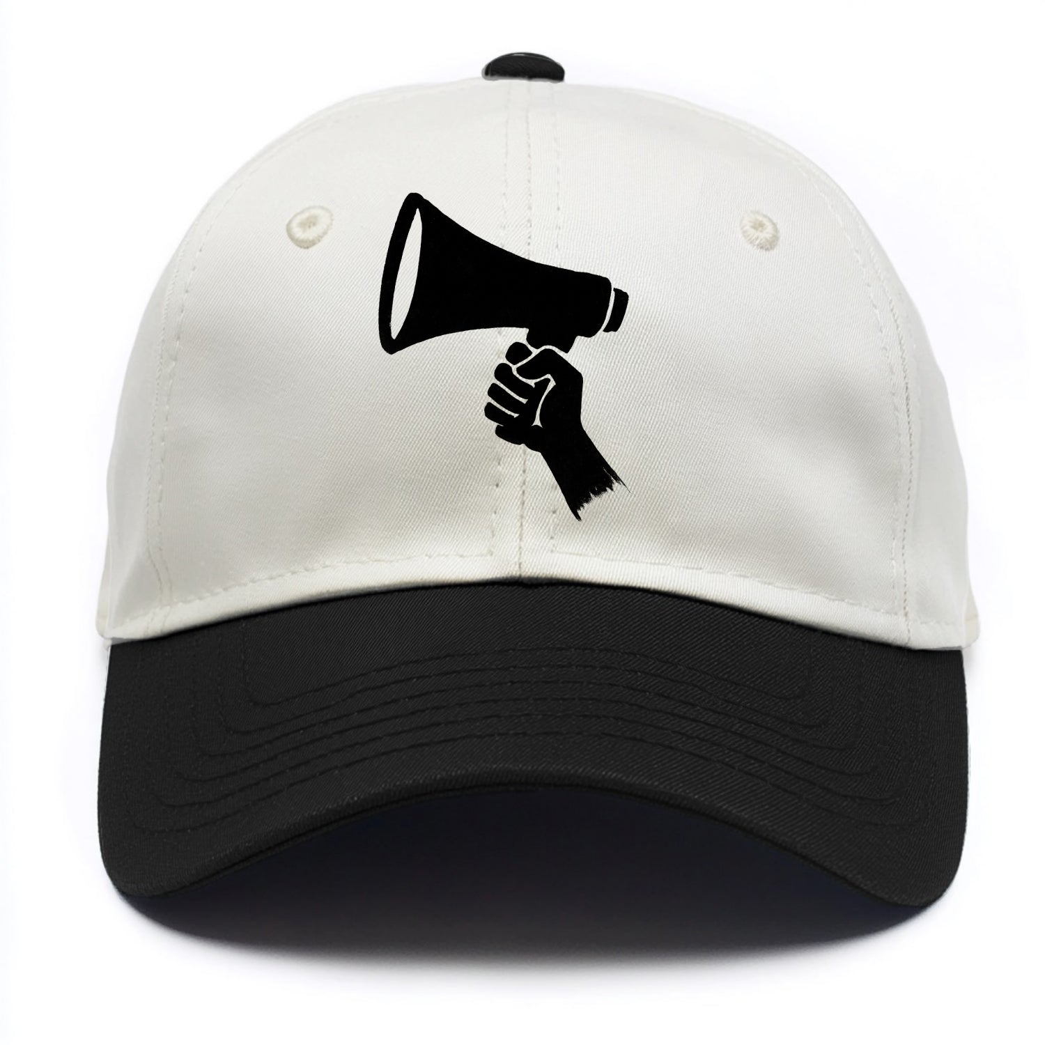 Megaphone silhouette - voice and protest ink brushwork - Two Tone Cap - Black