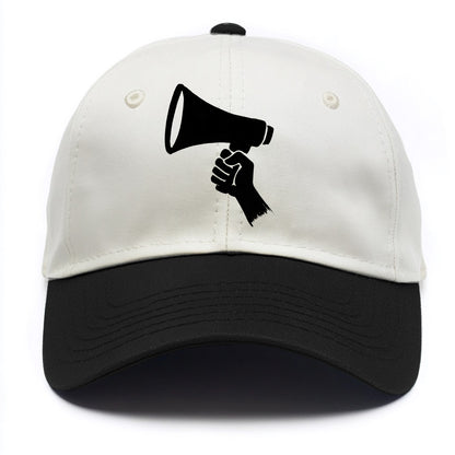 Megaphone silhouette - voice and protest ink brushwork - Two Tone Cap - Black