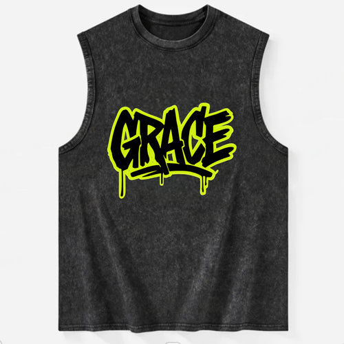 Bold typography design - GRACE - elegance under pressure, divine favor - Vintage Washed Tank