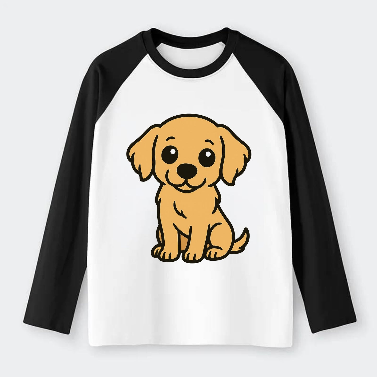 Golden Retriever - Head tilt curious pose - Raglan Long Sleeve T-Shirt - Black