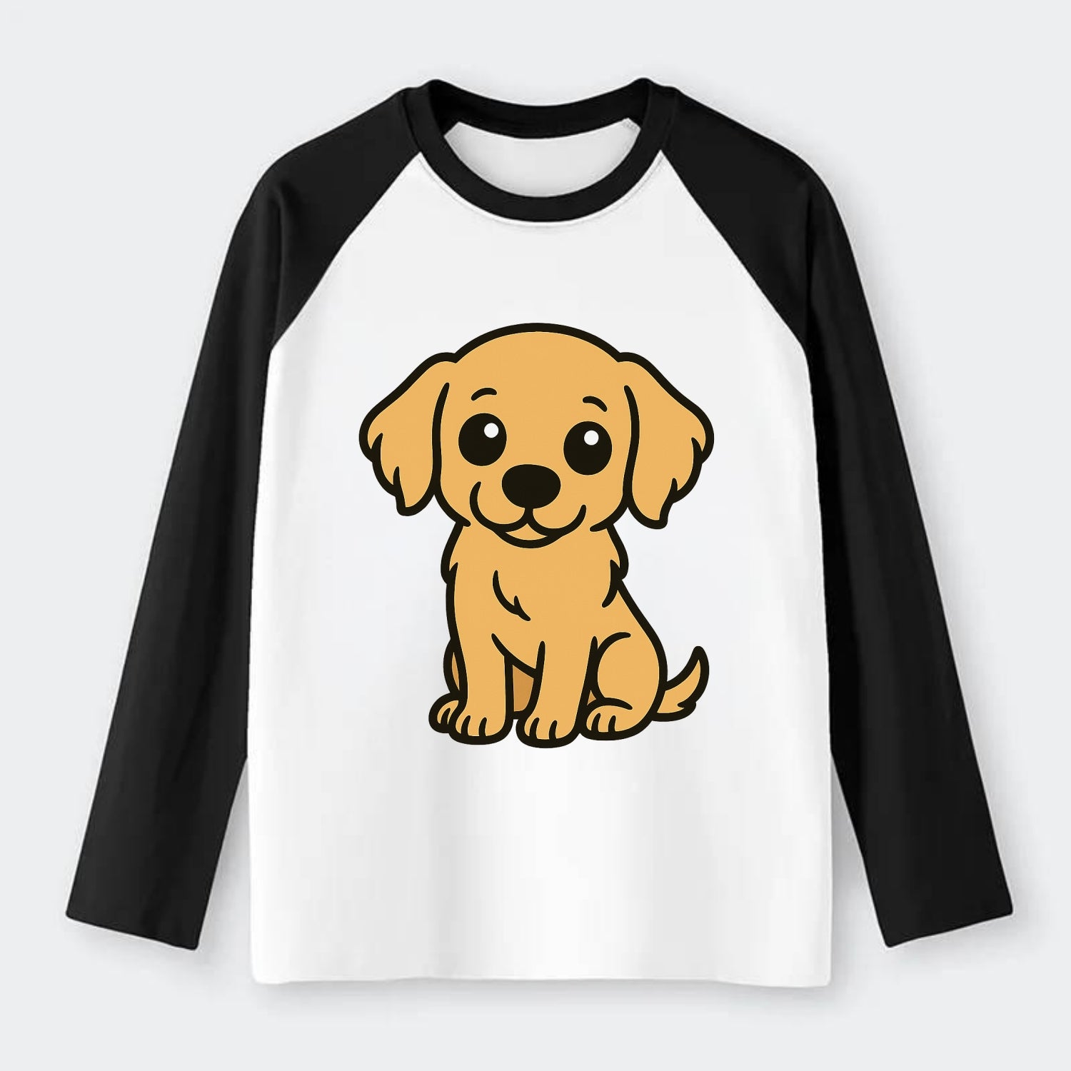 Golden Retriever - Head tilt curious pose - Raglan Long Sleeve T-Shirt - Black