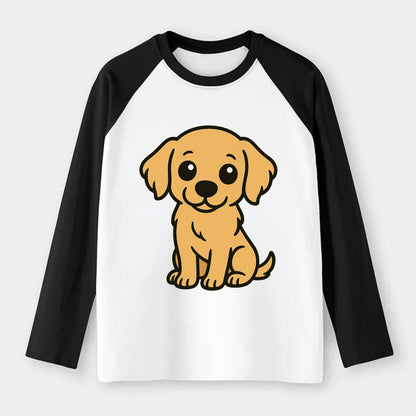 Golden Retriever - Head tilt curious pose - Raglan Long Sleeve T-Shirt - Black