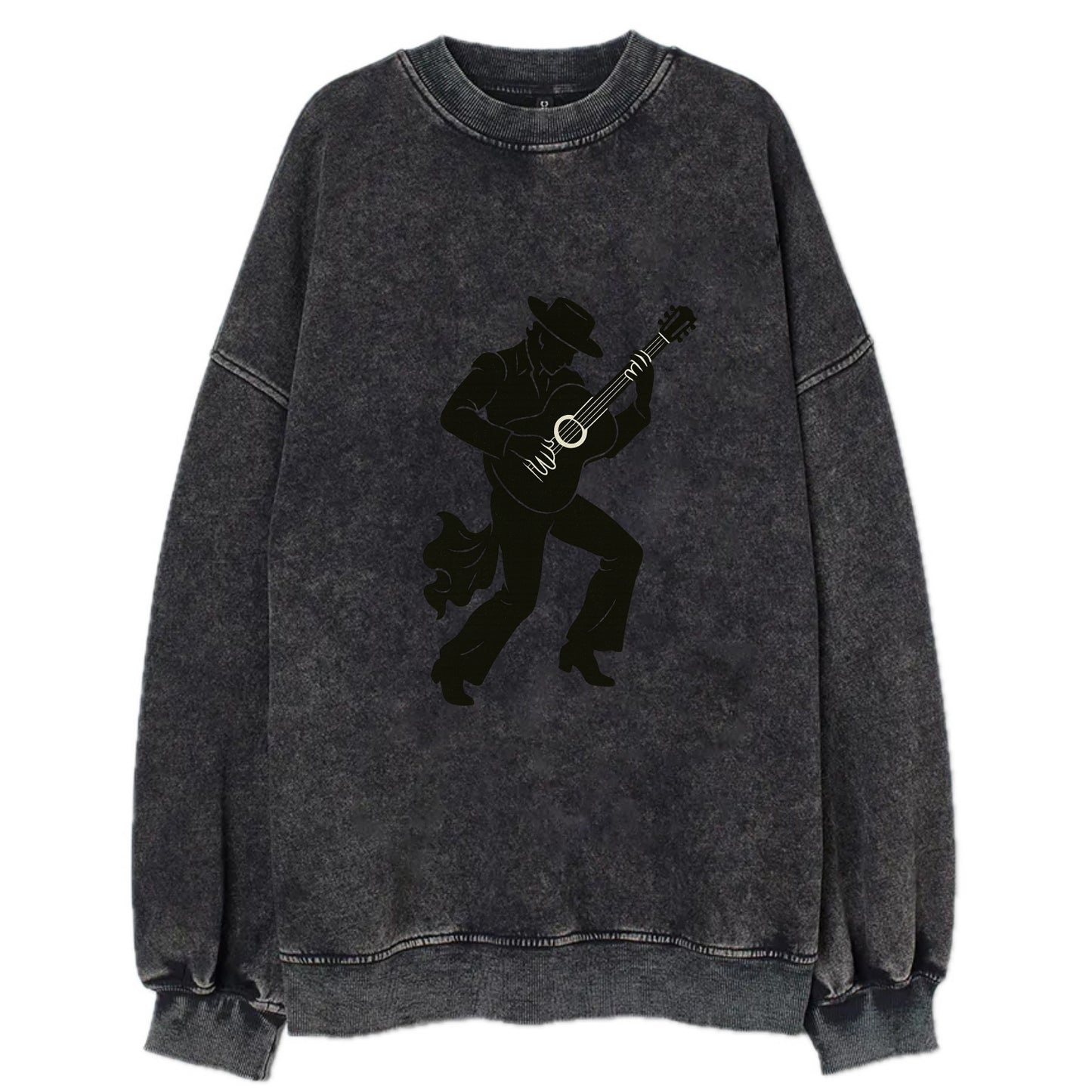 Flamenco guitarist dramatic pose - Vintage Sweatshirt - Black