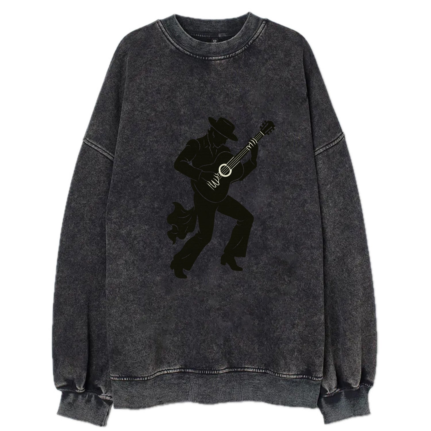 Flamenco guitarist dramatic pose - Vintage Sweatshirt - Black