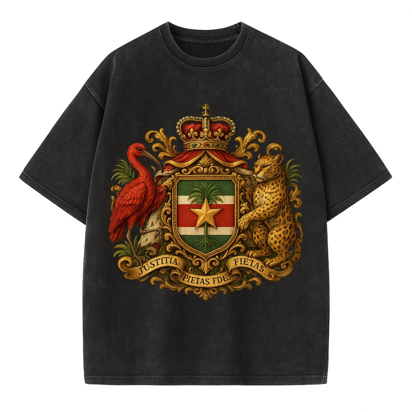 Suriname Star Emblem  - Vintage T-shirt - Black