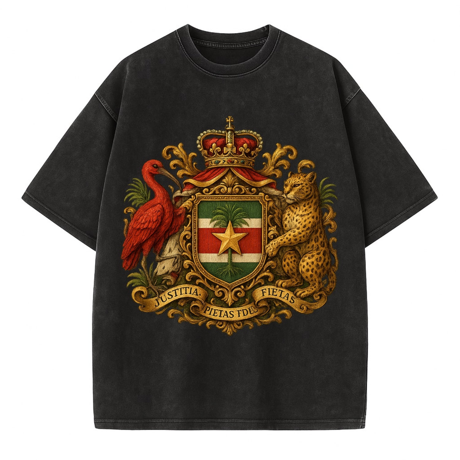 Suriname Star Emblem  - Vintage T-shirt - Black