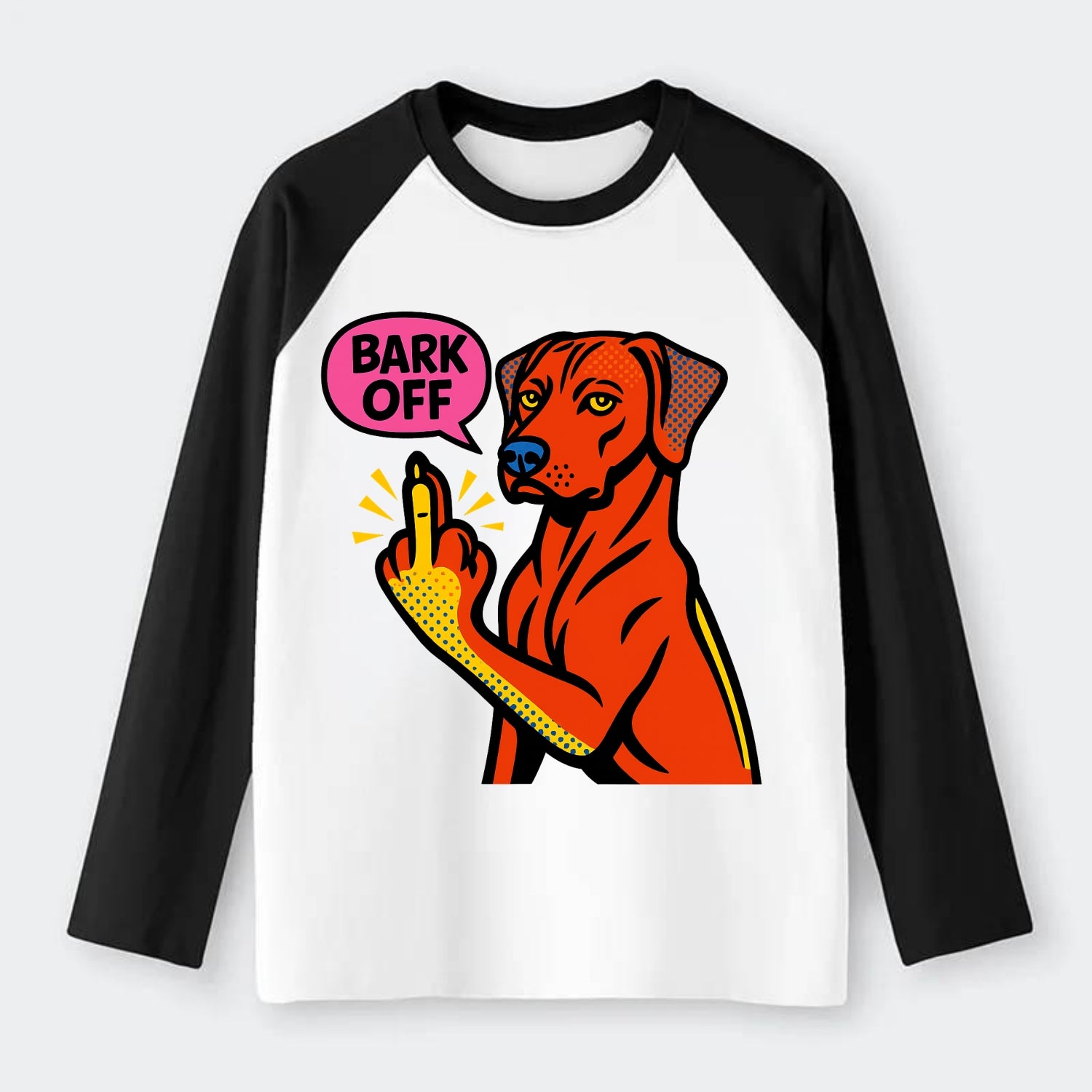 Rhodesian Ridgeback with distinctive ridge on back, athletic muscular - Raglan Long Sleeve T-Shirt - Black