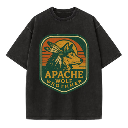 Apache Wolf Brother  - Vintage T-shirt - Black