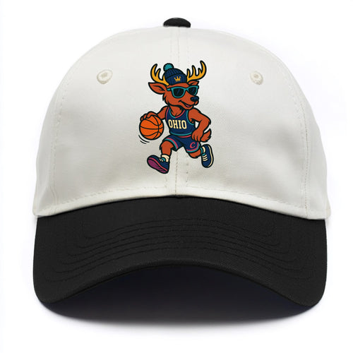 Ohio Deer wearing Cavs beanie with crown patch and wayfarer sunglasses - Two Tone Cap