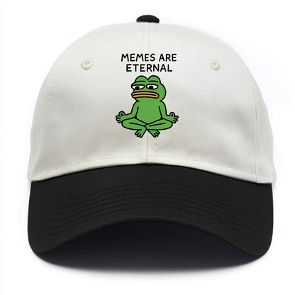 MEMES ARE ETERNAL | Immortal pepe meditating - Two Tone Cap - Black
