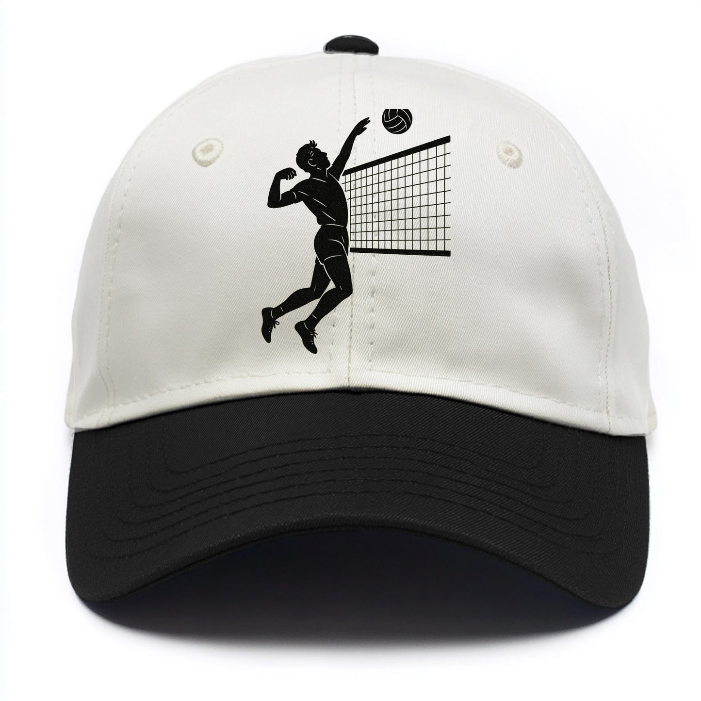 Volleyball player spiking at the net - Two Tone Cap - Black