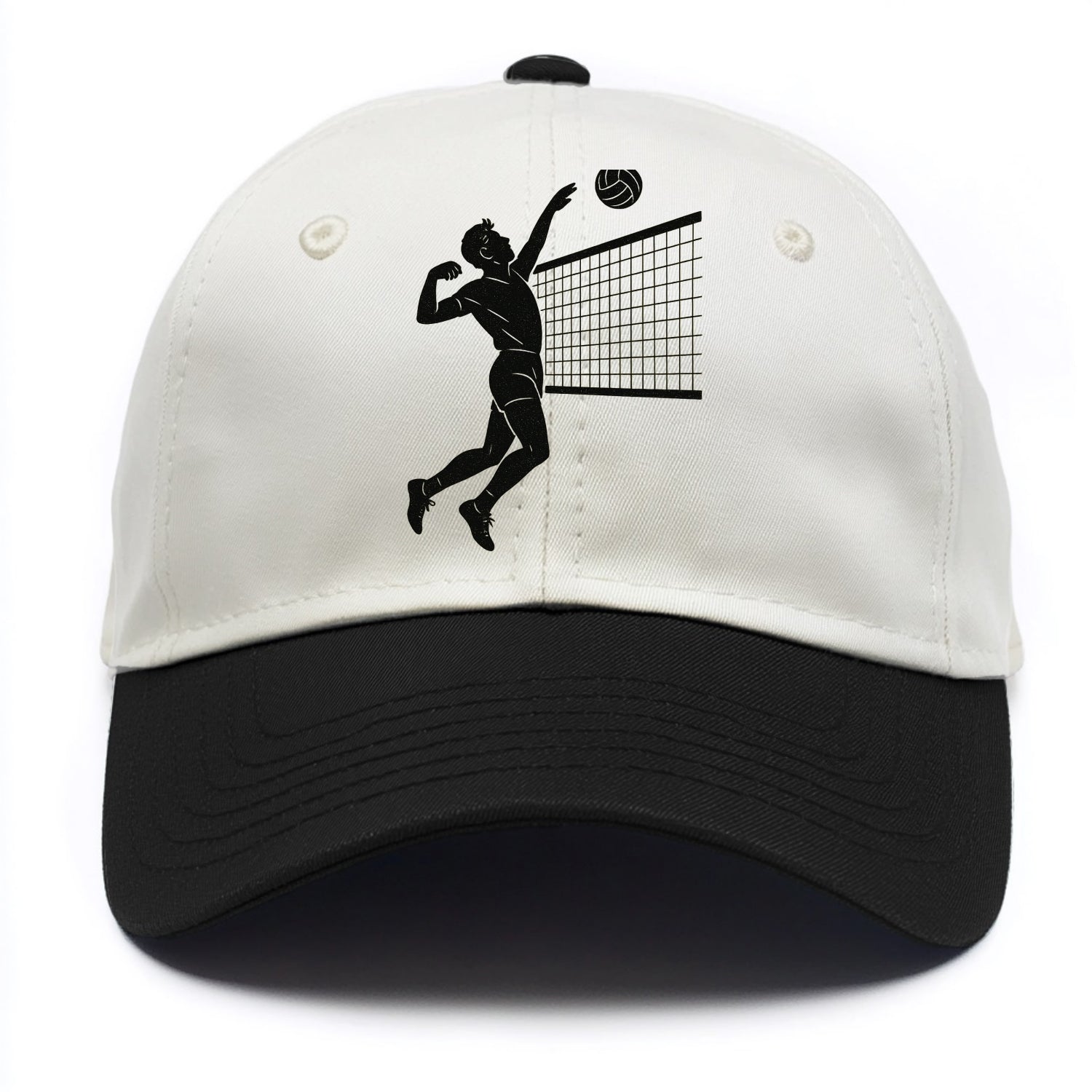 Volleyball player spiking at the net - Two Tone Cap - Black