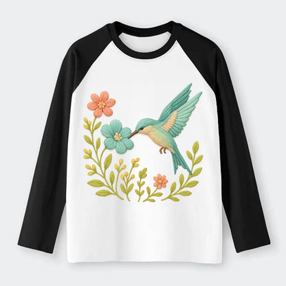 Mint Bee-Eater - Raglan Long Sleeve T-Shirt - Black