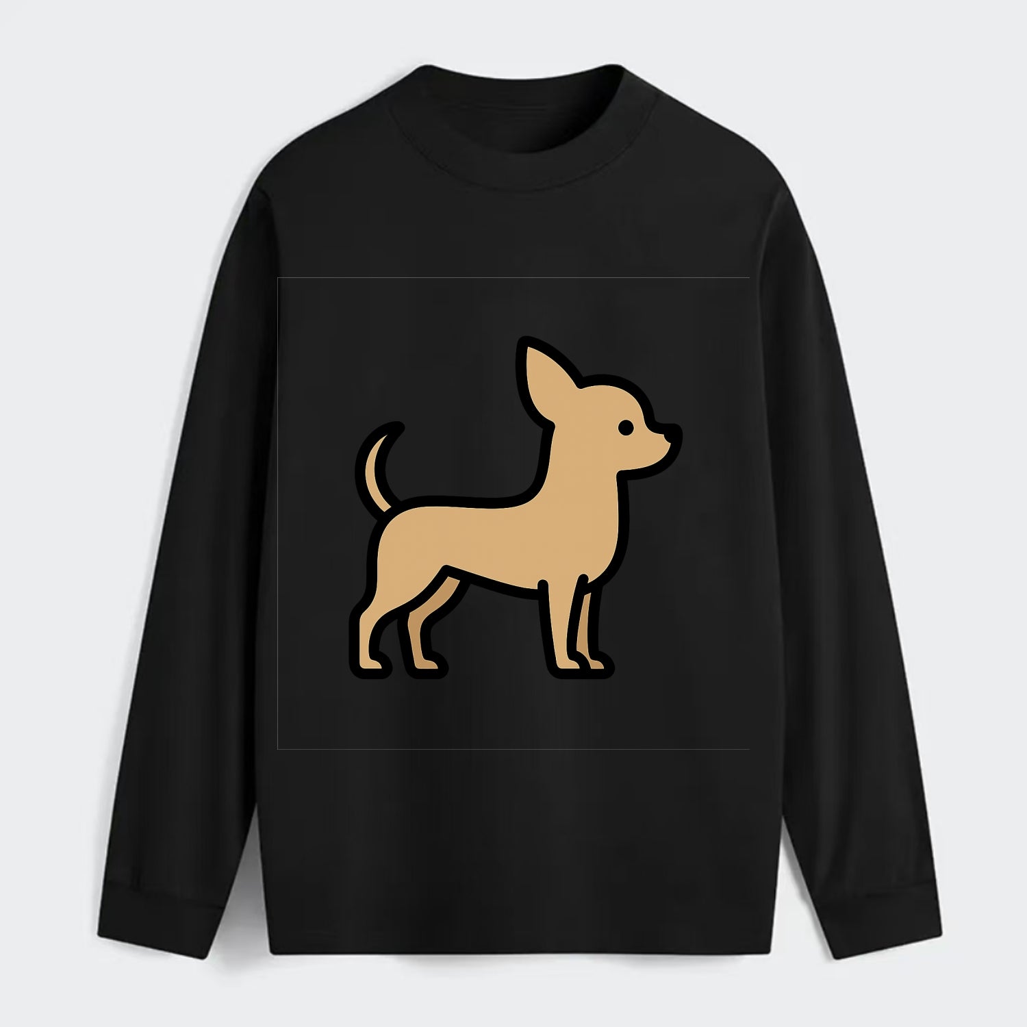 Chihuahua - Tan smooth coat flat side profile - Classic Long Sleeve Shirt - Black