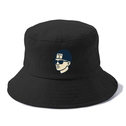 Annapolis Midshipman wearing Navy beanie with anchor patch - Bucket Hat - Black