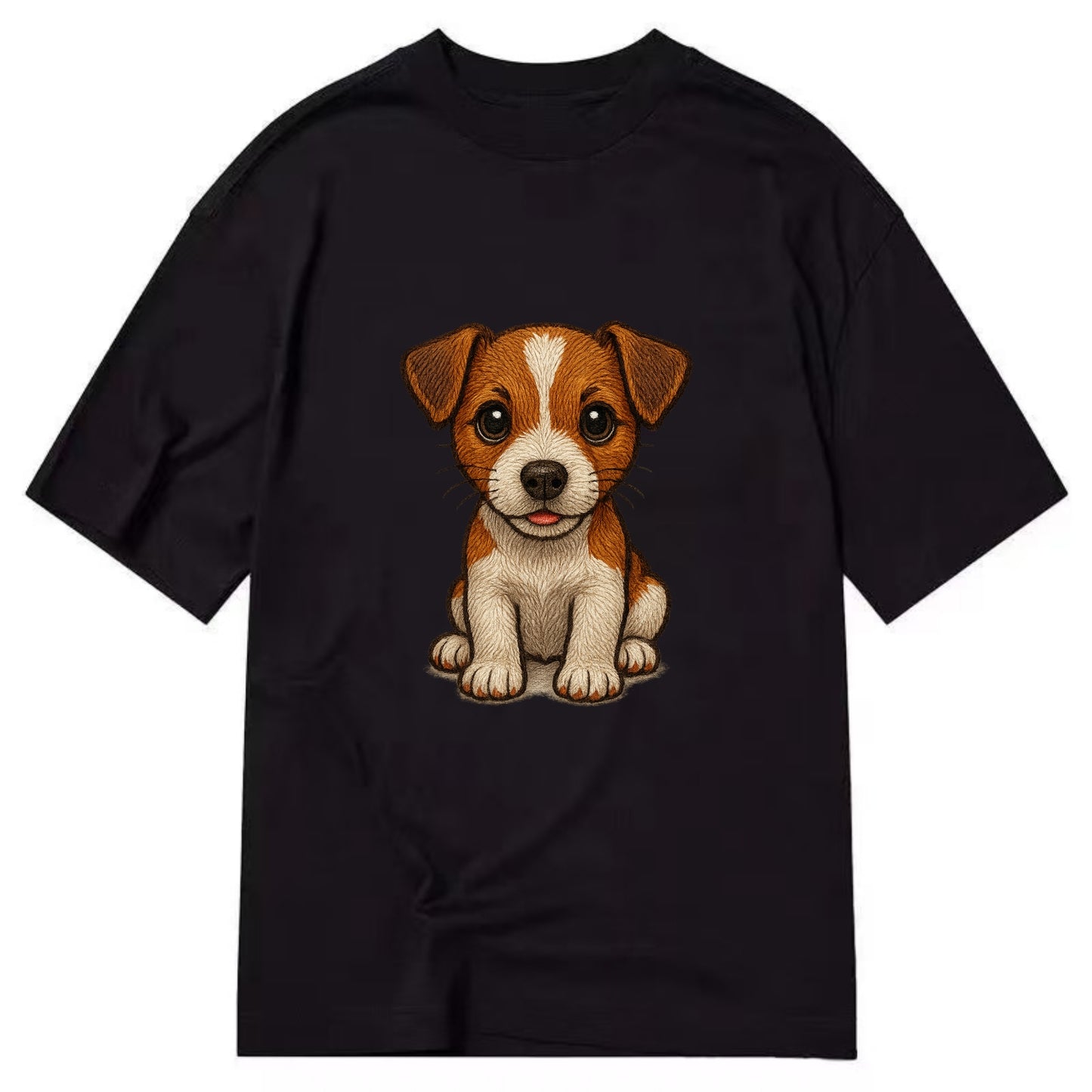 Baby Jack Russell Terrier Puppy - white with markings, alert ears, energetic - Classic T-shirt - Black