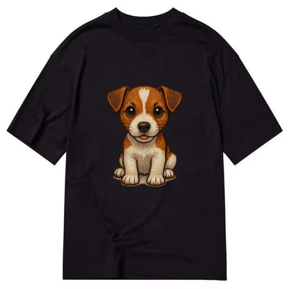 Baby Jack Russell Terrier Puppy - white with markings, alert ears, energetic - Classic T-shirt - Black