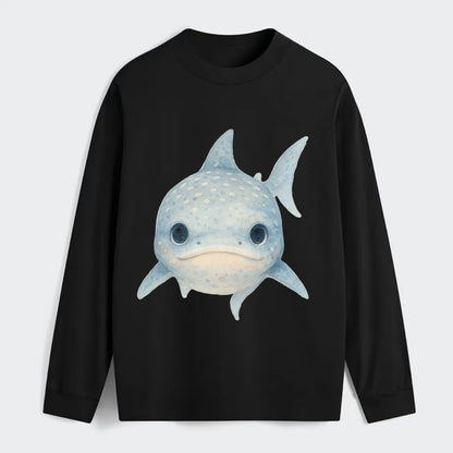 Baby Whale Shark - spotted blue-gray, wide mouth closed, tiny eyes, - Classic Long Sleeve Shirt - Black