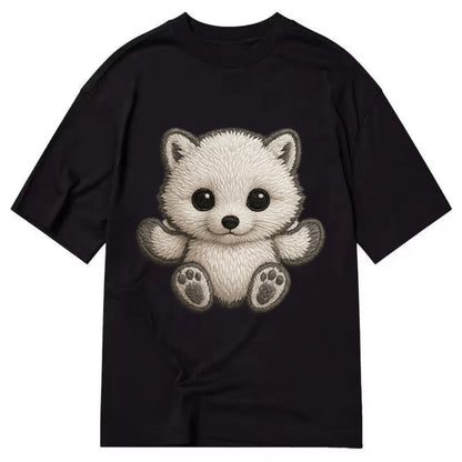 Baby Arctic Fox - white fluffy, tiny black nose, bright curious eyes, - Classic T-shirt - Black