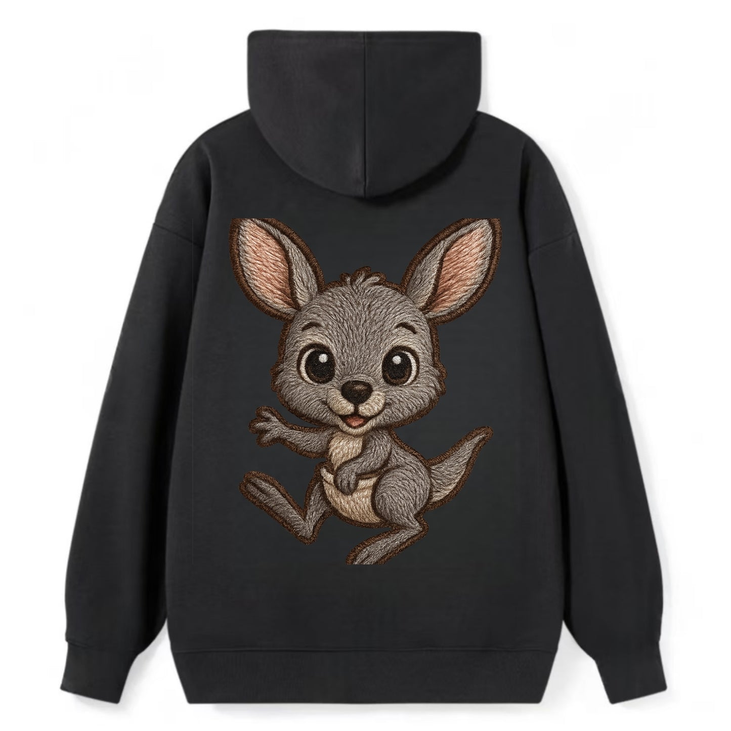 Baby Kangaroo Joey - gray fur, large ears, in pouch peek, bright eyes, - Classic Pullover Hoodie - Black