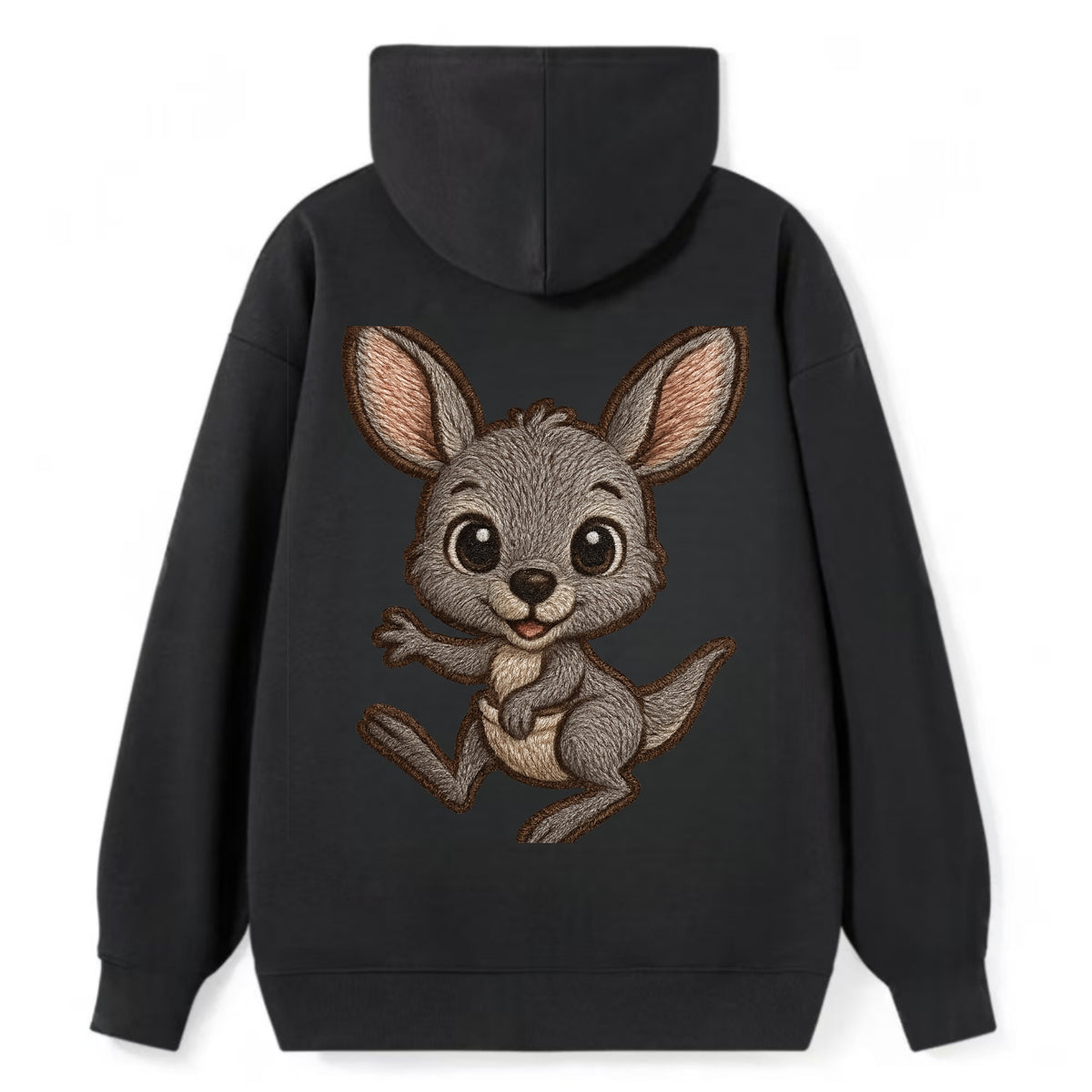 Baby Kangaroo Joey - gray fur, large ears, in pouch peek, bright eyes, - Classic Pullover Hoodie - Black