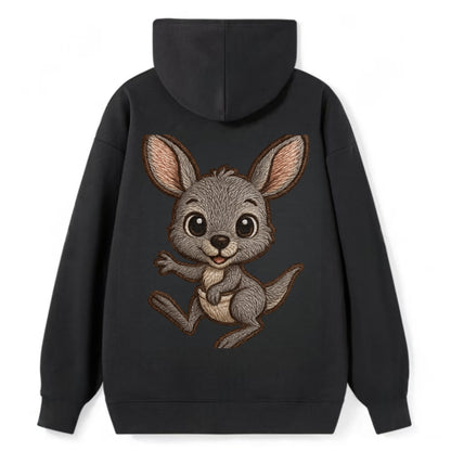 Baby Kangaroo Joey - gray fur, large ears, in pouch peek, bright eyes, - Classic Pullover Hoodie - Black