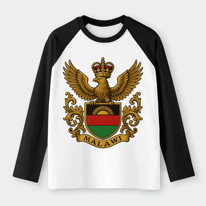Malawi Royal Logo  - Raglan Long Sleeve T-Shirt - Black