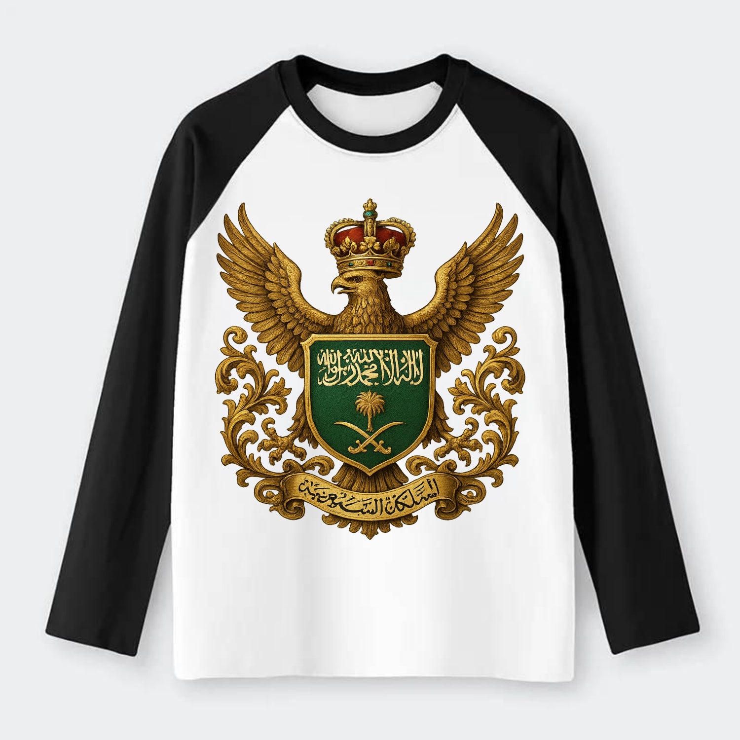 Saudi Arabia Heritage Badge - Raglan Long Sleeve T-Shirt - Black