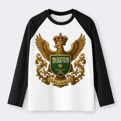 Saudi Arabia Heritage Badge - Raglan Long Sleeve T-Shirt - Black