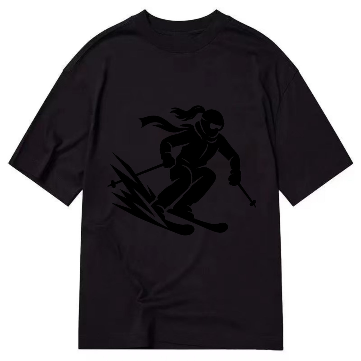Skier carving down snowy slope - Classic T-shirt - Black
