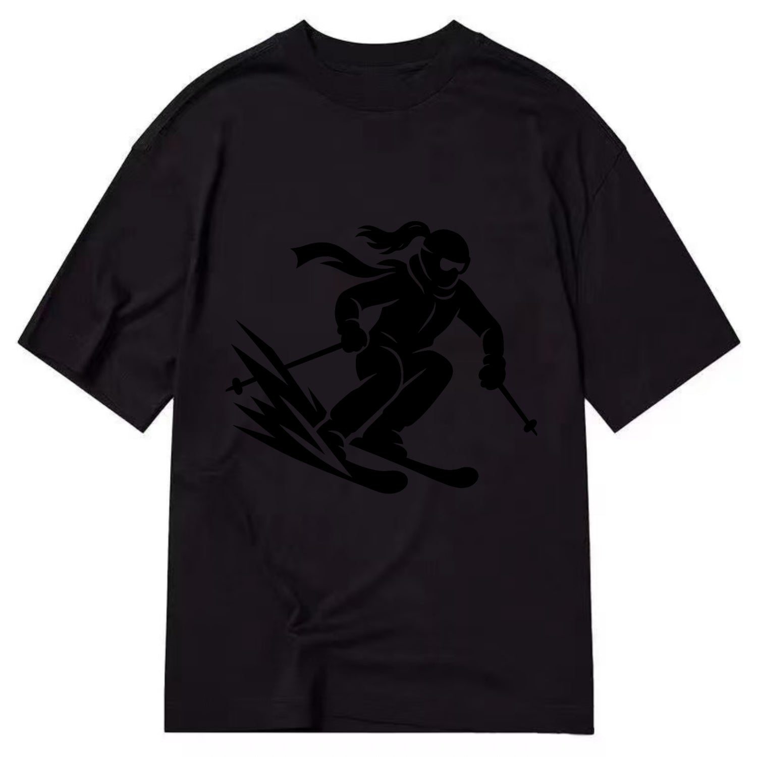 Skier carving down snowy slope - Classic T-shirt - Black