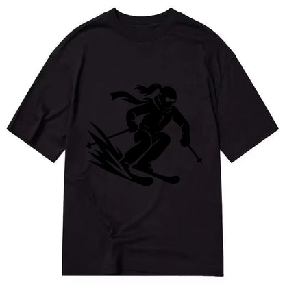Skier carving down snowy slope - Classic T-shirt - Black