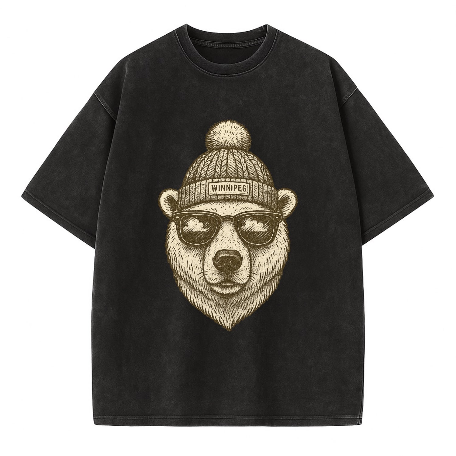 Winnipeg Polar Bear wearing Winnipeg bea - Vintage T-shirt - Black